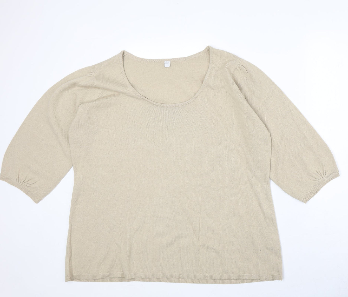 Womens UK Size 20 Note Beige Pullover Jumper