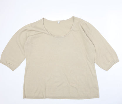 Womens UK Size 20 Note Beige Pullover Jumper
