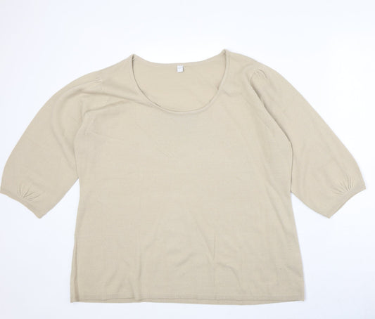 Womens UK Size 20 Note Beige Pullover Jumper