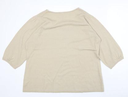 Womens UK Size 20 Note Beige Pullover Jumper
