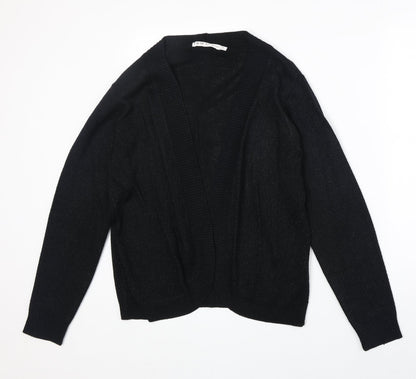 EWM Womens Black V-Neck Acetate Cardigan Jumper Size M