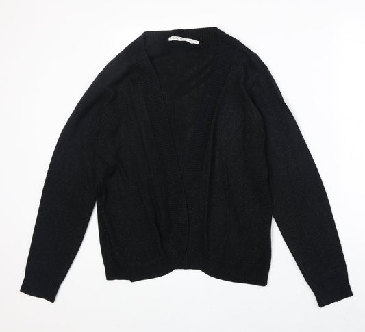 EWM Womens Black V-Neck Acetate Cardigan Jumper Size M