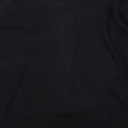 EWM Womens Black V-Neck Acetate Cardigan Jumper Size M