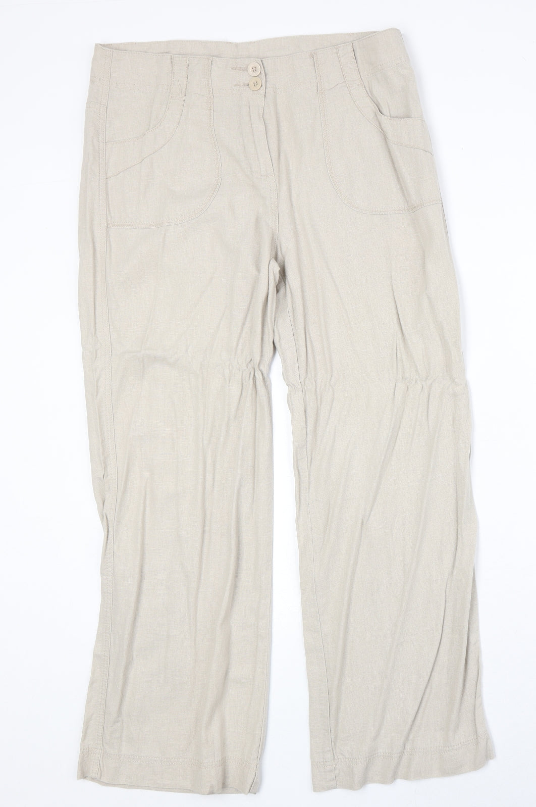 Womens UK Size 12 Marks and Spencer Regular Fit  Beige Trousers