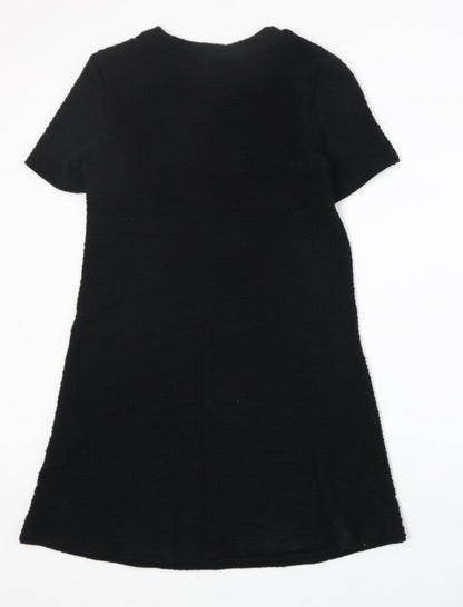 Forever 21 Girls Black Polyester A-Line Size L Round Neck Pullover