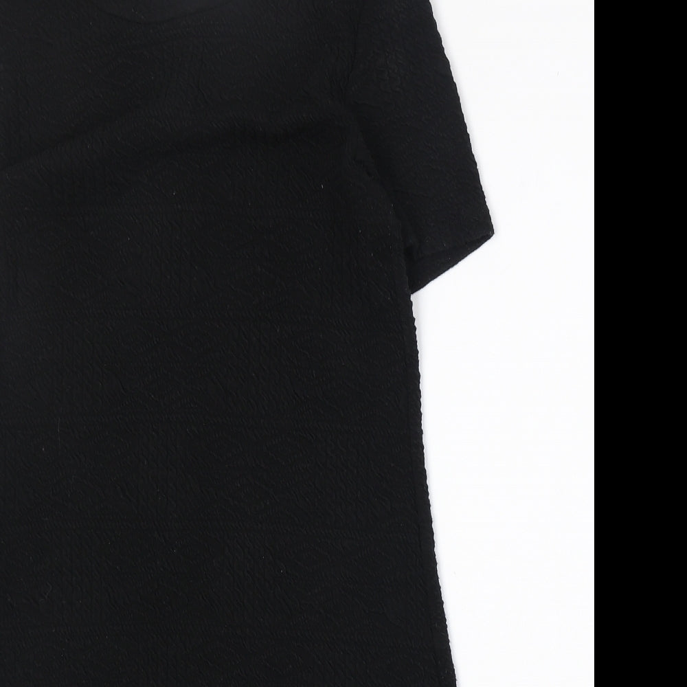 Forever 21 Girls Black Polyester A-Line Size L Round Neck Pullover