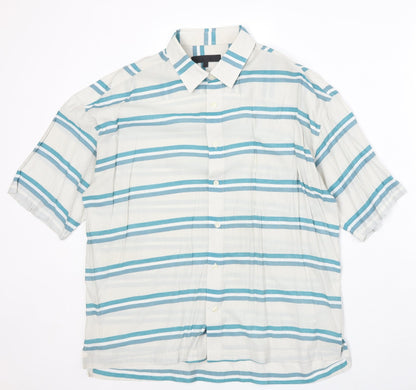Mens UK Size M Menace Blue  Button-Up Short Sleeve Casual Shirt