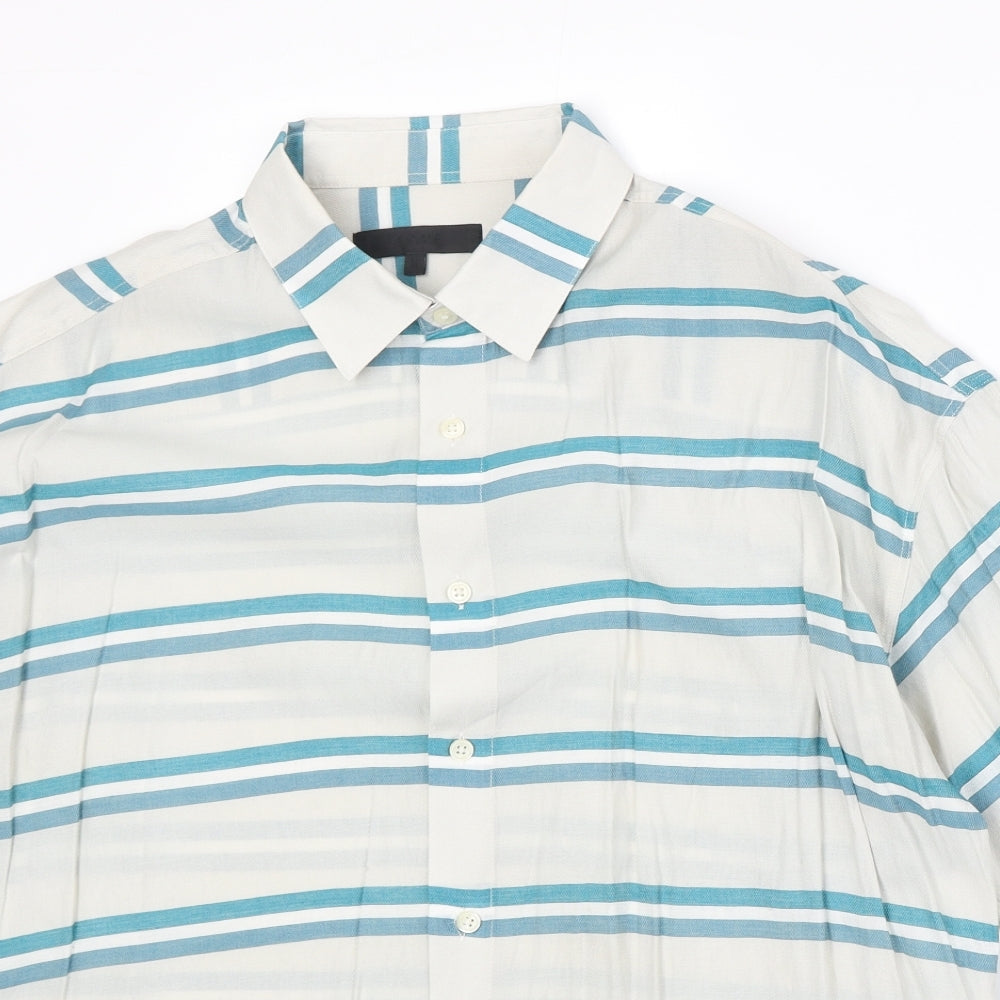 Mens UK Size M Menace Blue  Button-Up Short Sleeve Casual Shirt