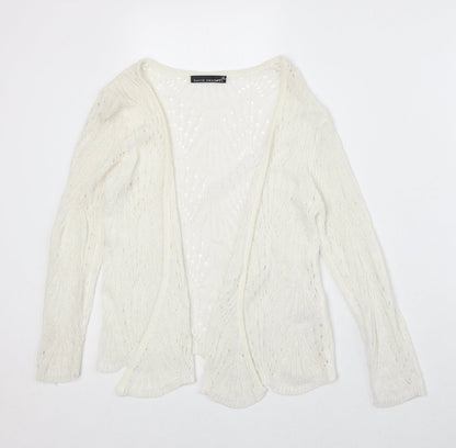 David Emanuel Womens Ivory V-Neck Acrylic Cardigan Jumper Size XS