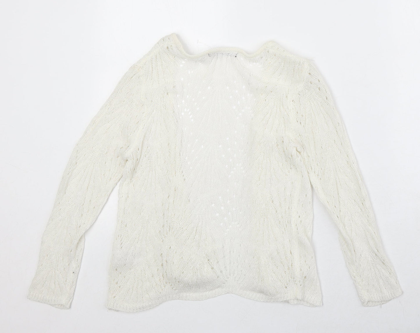 David Emanuel Womens Ivory V-Neck Acrylic Cardigan Jumper Size XS