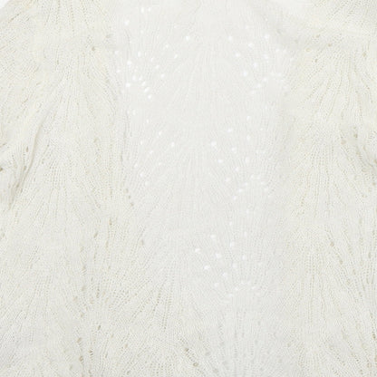 David Emanuel Womens Ivory V-Neck Acrylic Cardigan Jumper Size XS