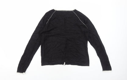Anne Brooks Womens Black Round Neck Acrylic Cardigan Jumper Size 10