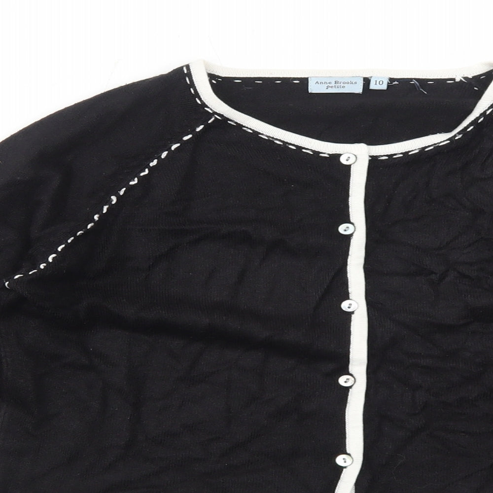 Anne Brooks Womens Black Round Neck Acrylic Cardigan Jumper Size 10