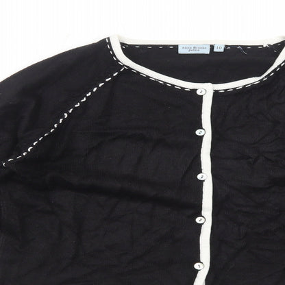 Anne Brooks Womens Black Round Neck Acrylic Cardigan Jumper Size 10