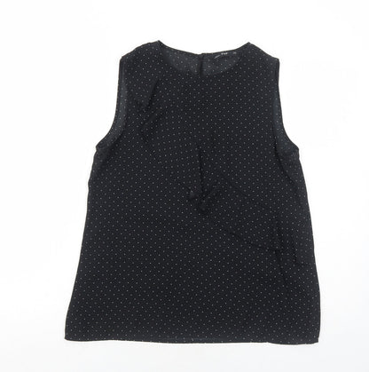 F&F Womens Black Polka Dot Polyester Basic Blouse Size 10 Round Neck
