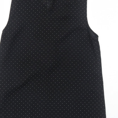F&F Womens Black Polka Dot Polyester Basic Blouse Size 10 Round Neck