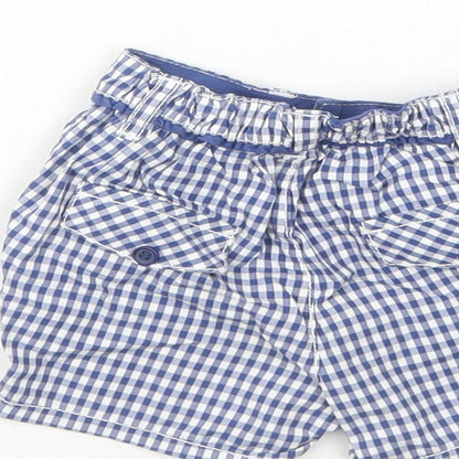 Mini Club Baby Blue Geometric Cotton Cropped Trousers Size 0-3 Months Button