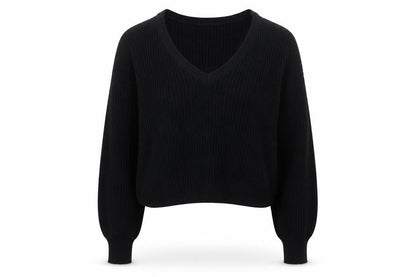 Cotton Candy LA Womens Black V-Neck Acrylic Pullover Jumper Size S
