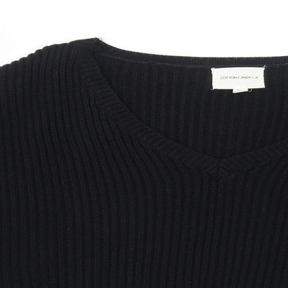 Cotton Candy LA Womens Black V-Neck Acrylic Pullover Jumper Size S