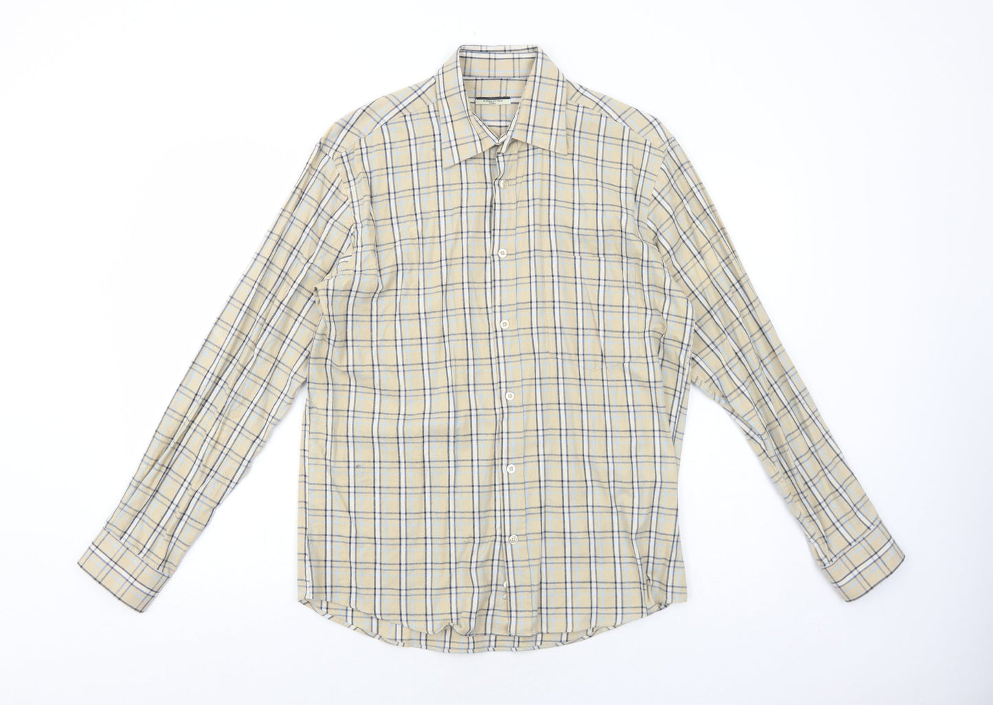 Mens UK Size S Dunnes Stores Beige  Button-Up Long Sleeve Casual Shirt