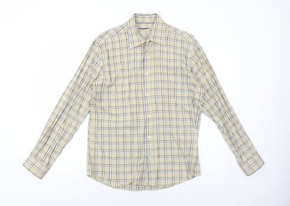 Mens UK Size S Dunnes Stores Beige  Button-Up Long Sleeve Casual Shirt