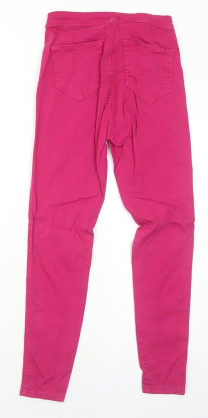 Bershka Womens Pink Cotton Skinny Jeans Size 10 Regular Zip