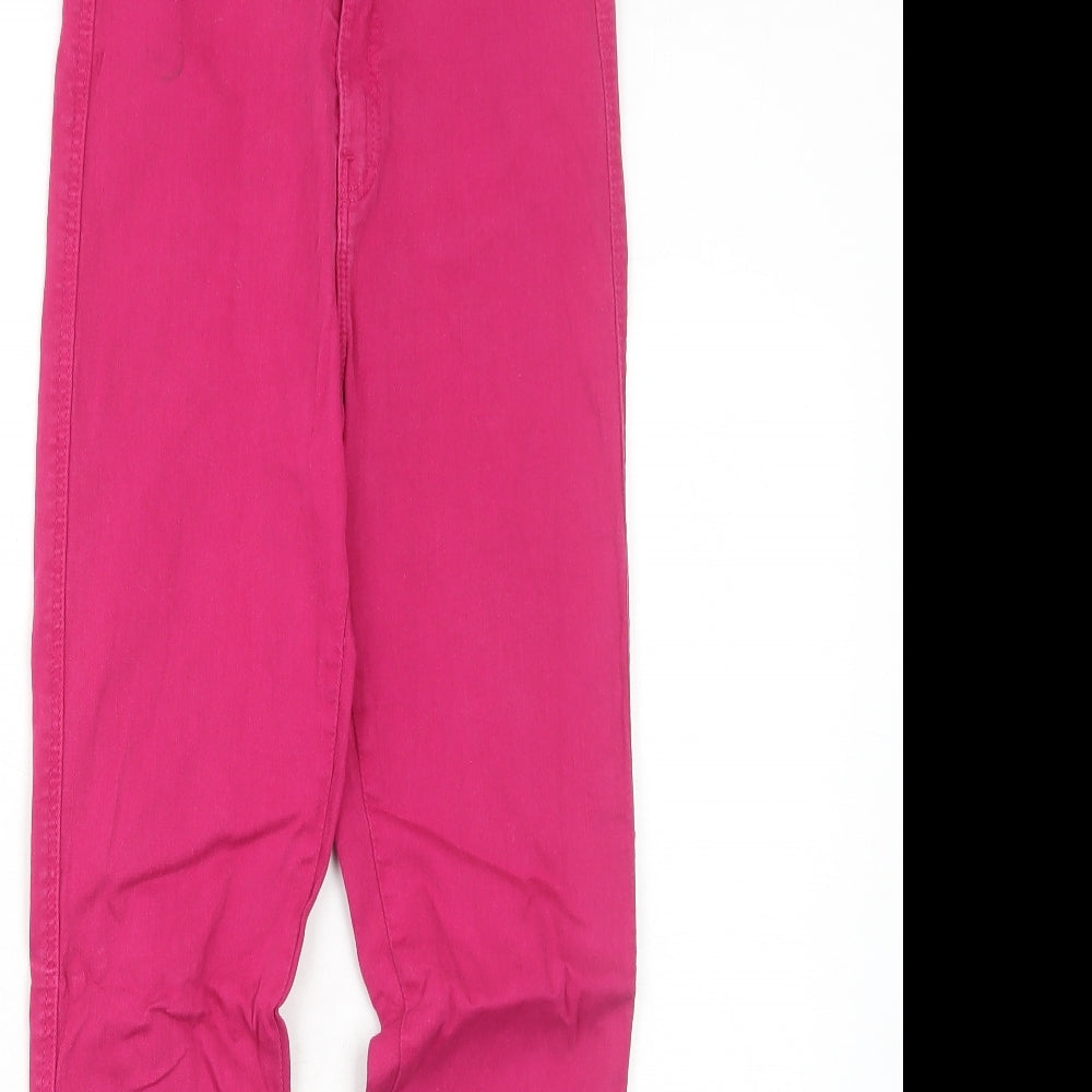 Bershka Womens Pink Cotton Skinny Jeans Size 10 Regular Zip