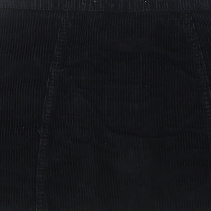 Primark Womens Black Cotton A-Line Skirt Size 4 Button
