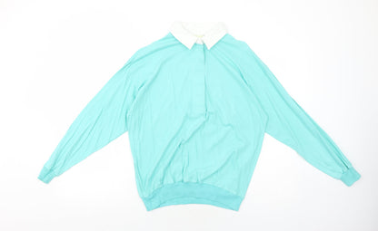 Capsule Womens Blue Cotton Basic T-Shirt Size 14 Collared