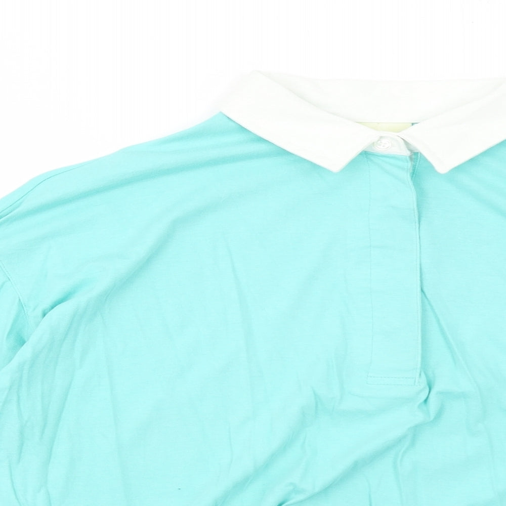 Capsule Womens Blue Cotton Basic T-Shirt Size 14 Collared