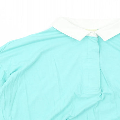 Capsule Womens Blue Cotton Basic T-Shirt Size 14 Collared