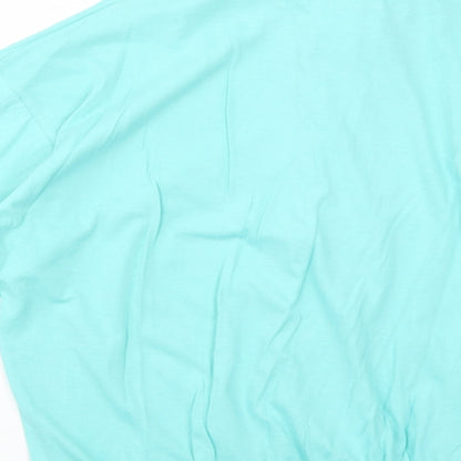 Capsule Womens Blue Cotton Basic T-Shirt Size 14 Collared