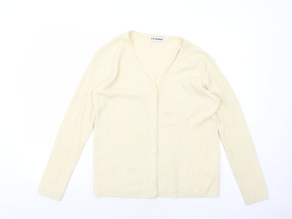 E.B Design Womens Ivory V-Neck Polyacrylate Fibre Cardigan Jumper Size S