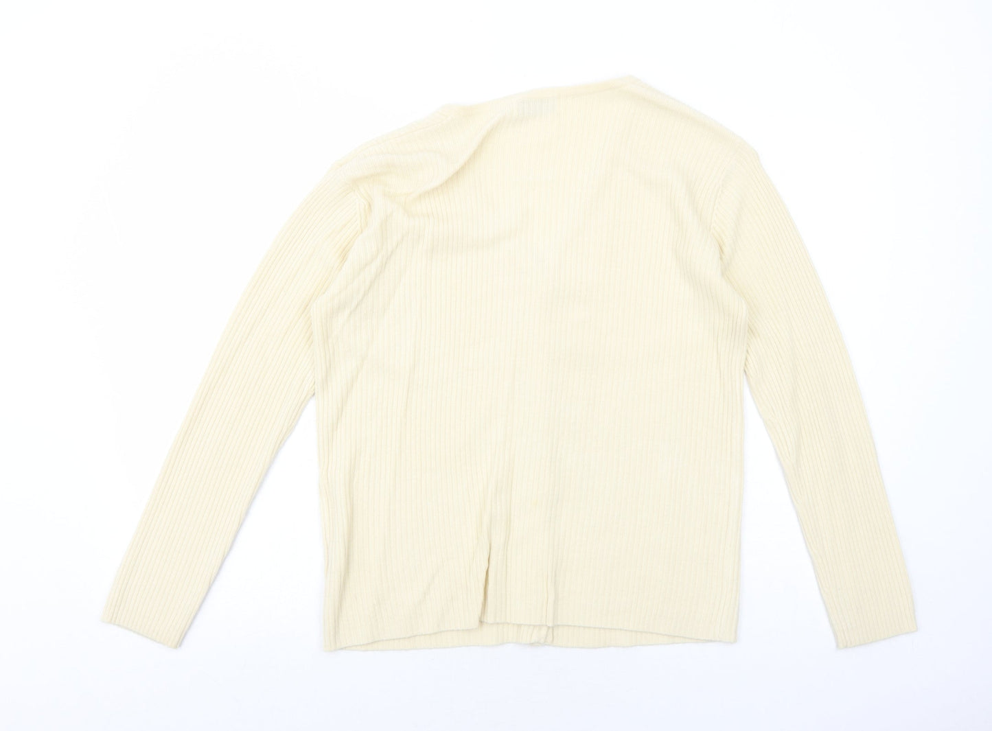 E.B Design Womens Ivory V-Neck Polyacrylate Fibre Cardigan Jumper Size S
