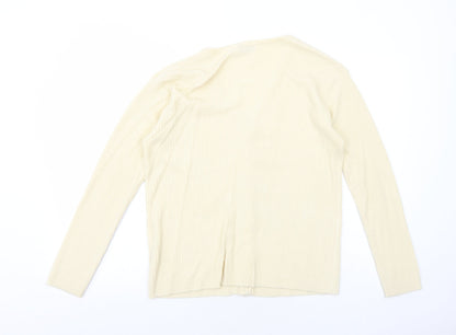 E.B Design Womens Ivory V-Neck Polyacrylate Fibre Cardigan Jumper Size S