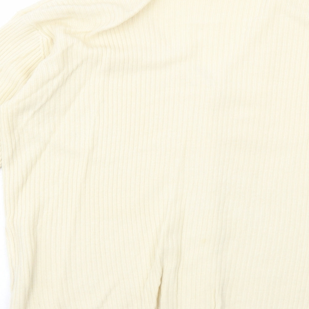 E.B Design Womens Ivory V-Neck Polyacrylate Fibre Cardigan Jumper Size S