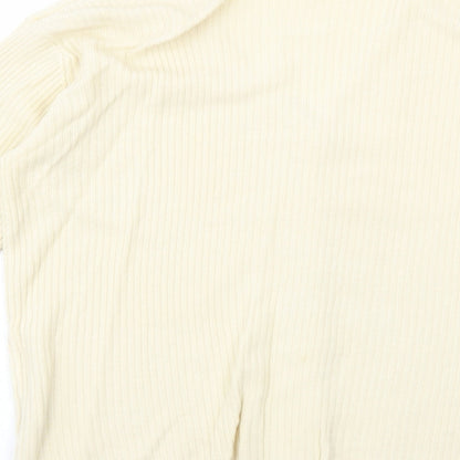 E.B Design Womens Ivory V-Neck Polyacrylate Fibre Cardigan Jumper Size S