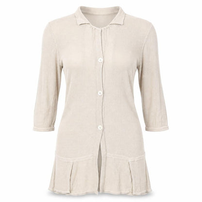 Wall Womens Beige Collared Cotton Cardigan Jumper Size M