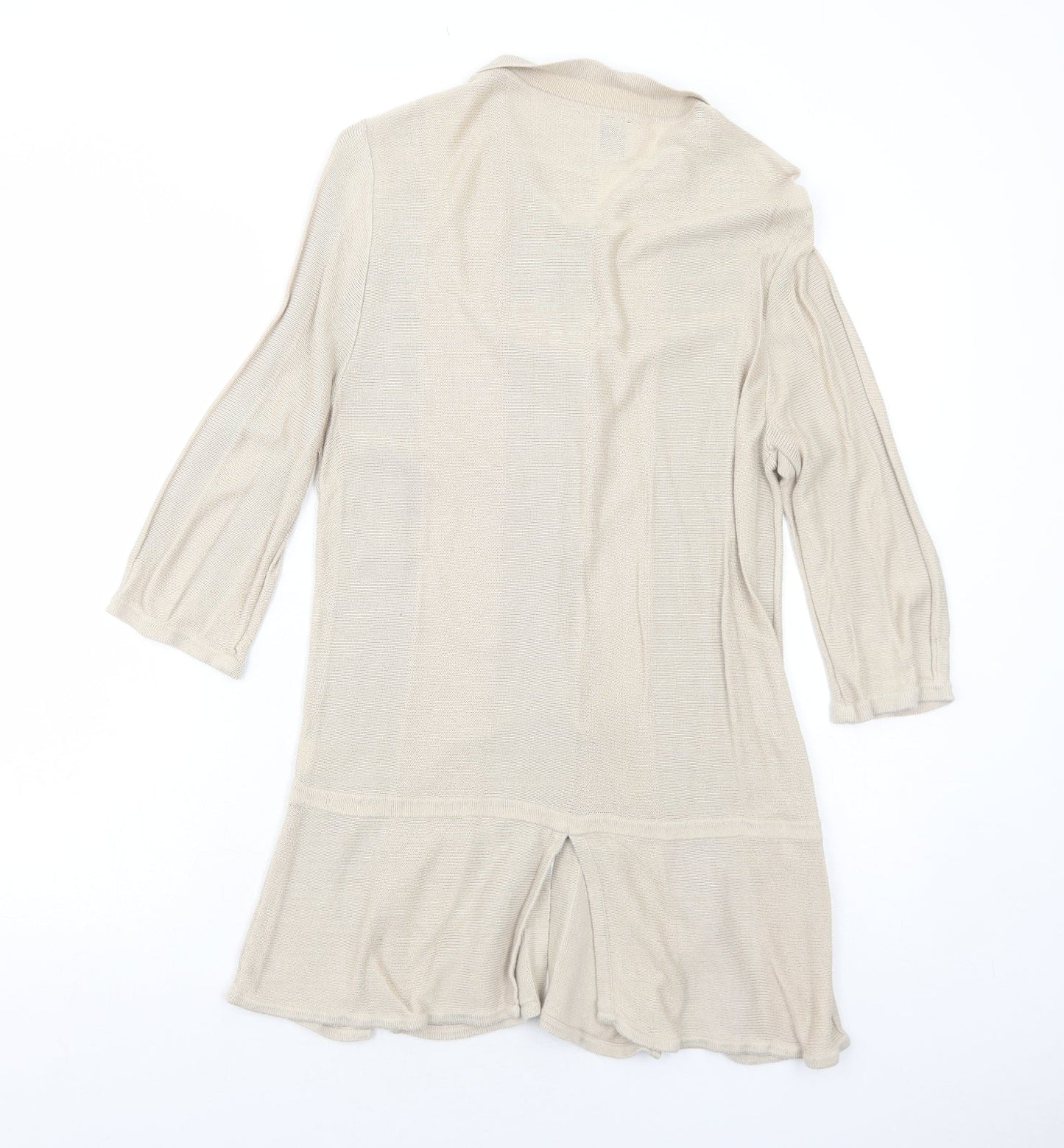 Wall Womens Beige Collared Cotton Cardigan Jumper Size M