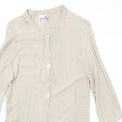 Wall Womens Beige Collared Cotton Cardigan Jumper Size M