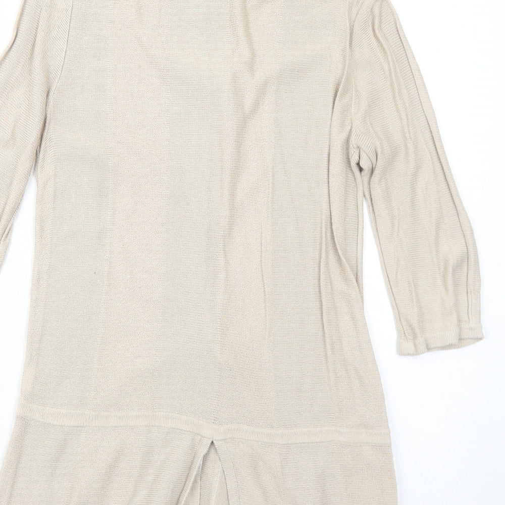 Wall Womens Beige Collared Cotton Cardigan Jumper Size M