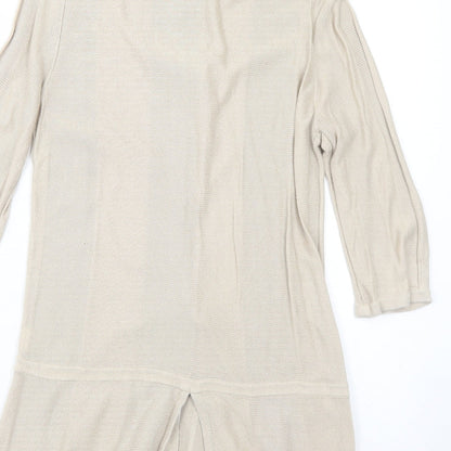 Wall Womens Beige Collared Cotton Cardigan Jumper Size M