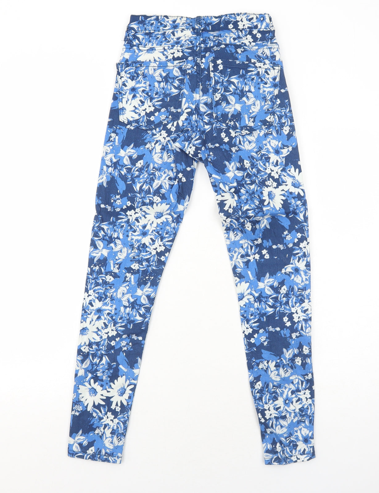 Emma C Denim Womens Blue Floral Cotton Skinny Jeans Size 4 Regular Zip