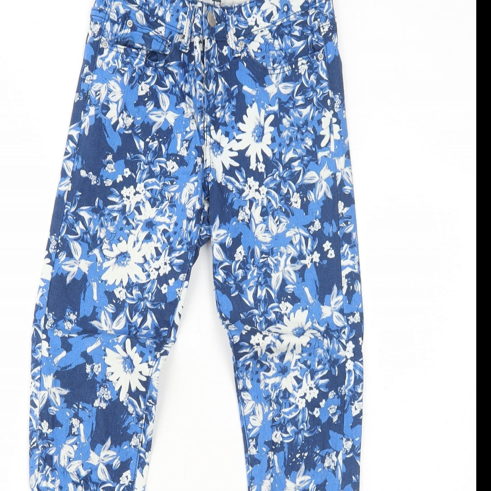 Emma C Denim Womens Blue Floral Cotton Skinny Jeans Size 4 Regular Zip