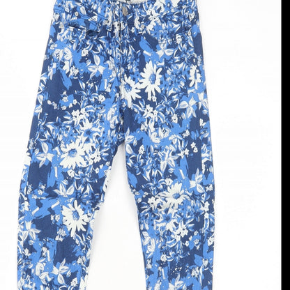 Emma C Denim Womens Blue Floral Cotton Skinny Jeans Size 4 Regular Zip