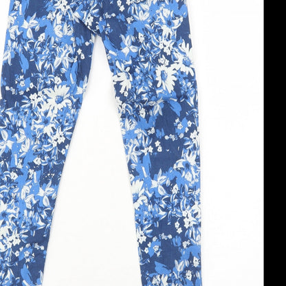 Emma C Denim Womens Blue Floral Cotton Skinny Jeans Size 4 Regular Zip