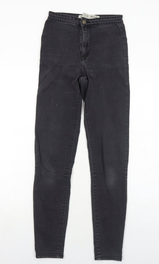 Primark Womens Grey Cotton Skinny Jeans Size 6 Regular Zip