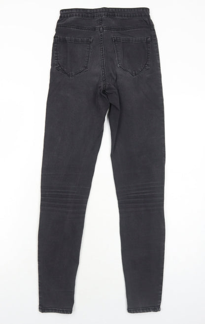 Primark Womens Grey Cotton Skinny Jeans Size 6 Regular Zip