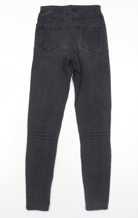 Primark Womens Grey Cotton Skinny Jeans Size 6 Regular Zip