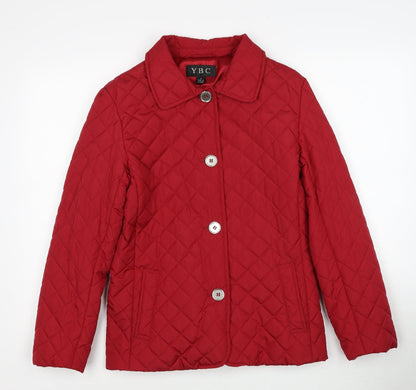 Womens UK Size S YBC Red Quilted Coat